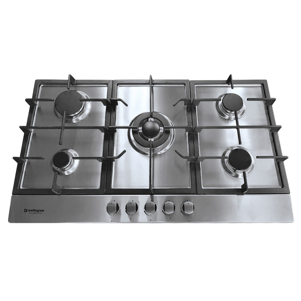 Safegas Hob 5 Burner Stainless Steel - 870mm x 510mm