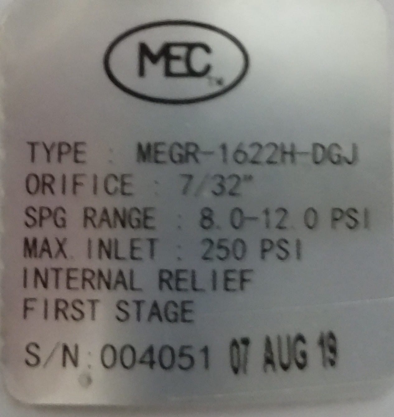 RE1654-Regulator: HP 54kg/Hr 1st Stage 3/4" x 3/4" MEGR 1622H - Image 3